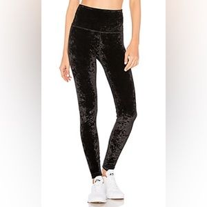 Black crushed velvet leggings